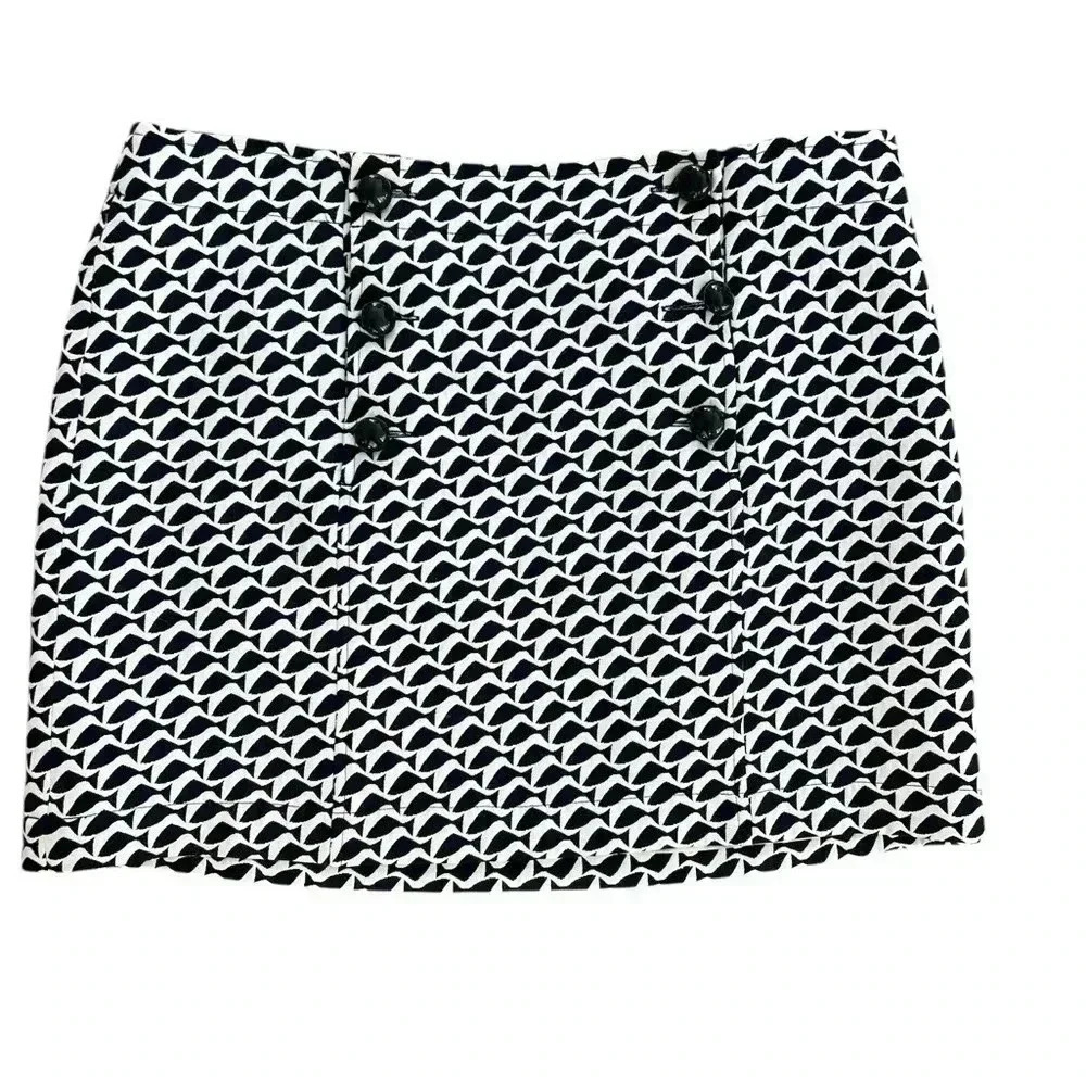 Vineyard Vines Nautical Fish Print Red White Jacquard Straight Mini Skirt